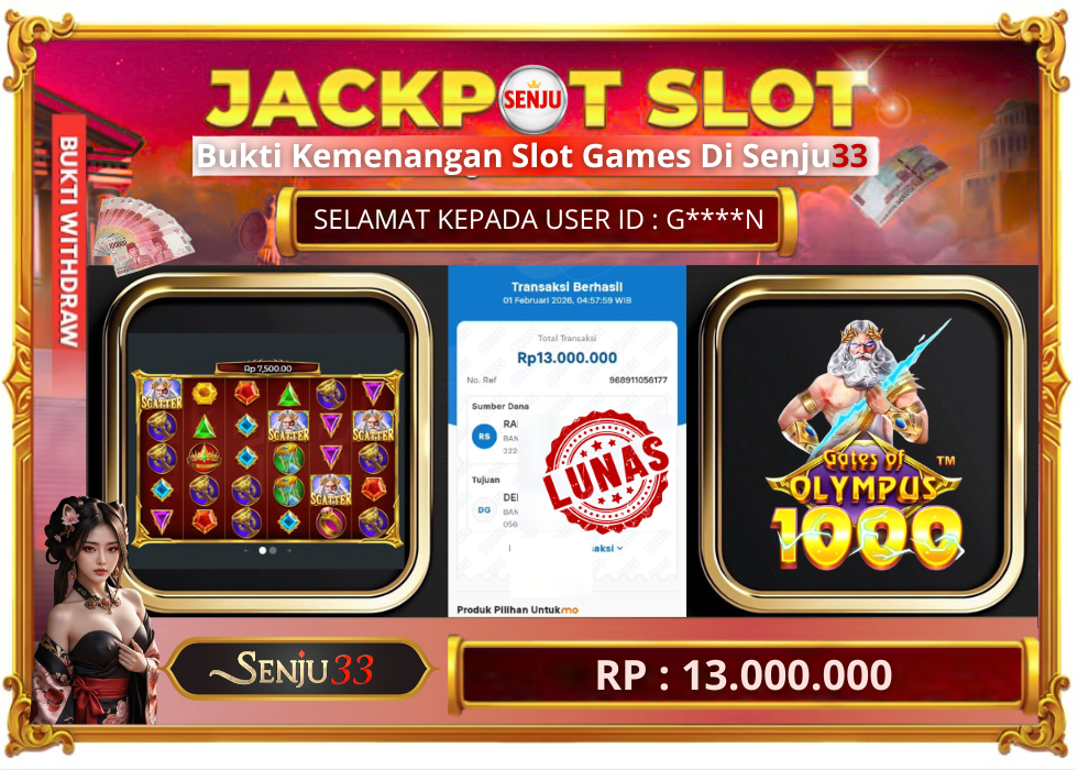 🎰 SENJU33 JACKPOT SLOT Rp. 13.000.000 LUNAS 🎉