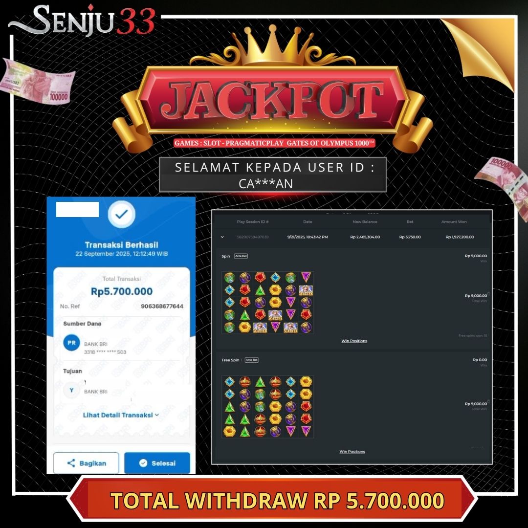 🎰 SENJU33 JACKPOT SLOT Rp. 5.700.000 LUNAS 🎉