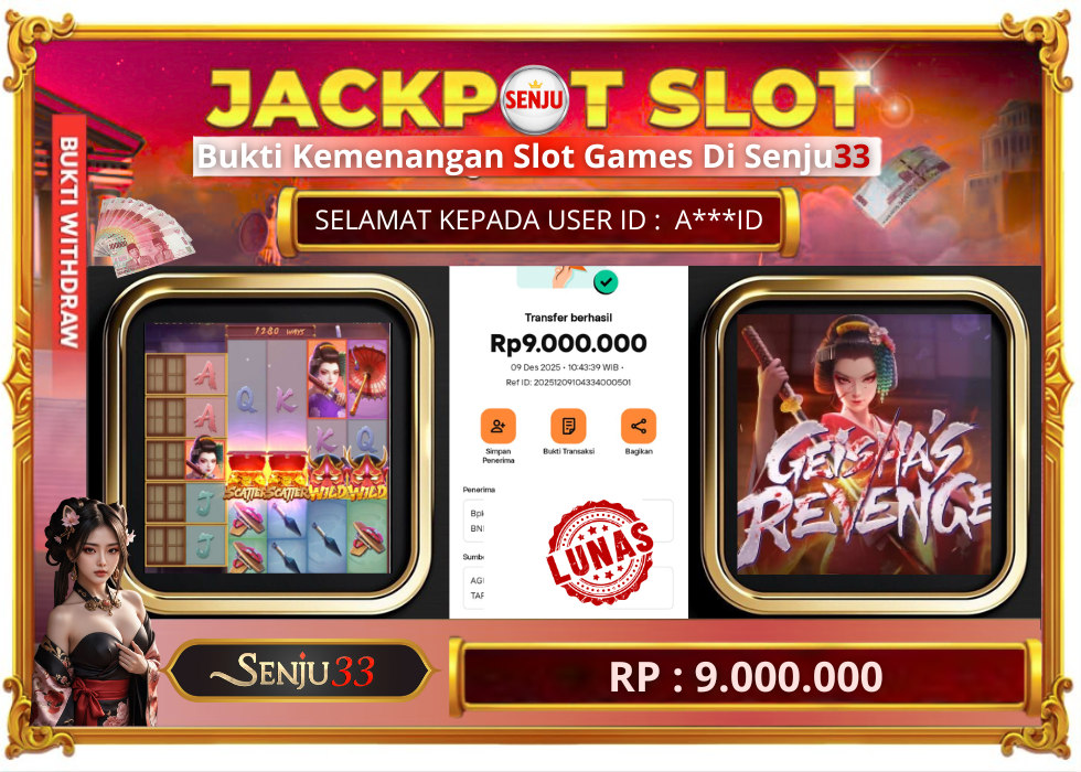 🎰 SENJU33 JACKPOT SLOT Rp. 9.000.000 LUNAS 🎉