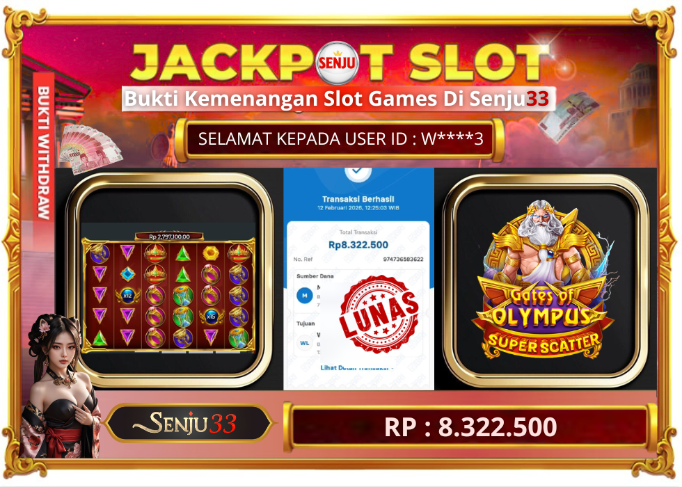 🎰 SENJU33 JACKPOT SLOT Rp. 8.322.500 LUNAS 🎉