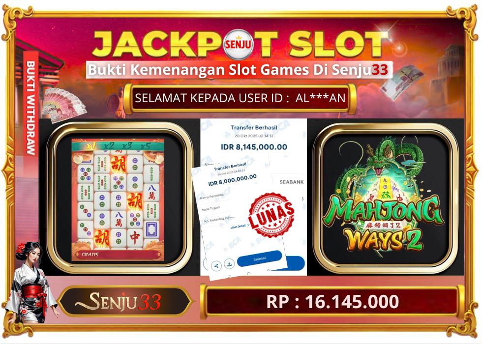 🎰 SENJU33 JACKPOT SLOT Rp. 16.145.000 LUNAS 🎉