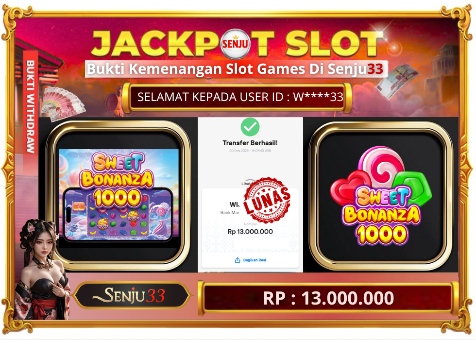 🎰 SENJU33 JACKPOT SLOT Rp. 13.000.000 LUNAS 🎉